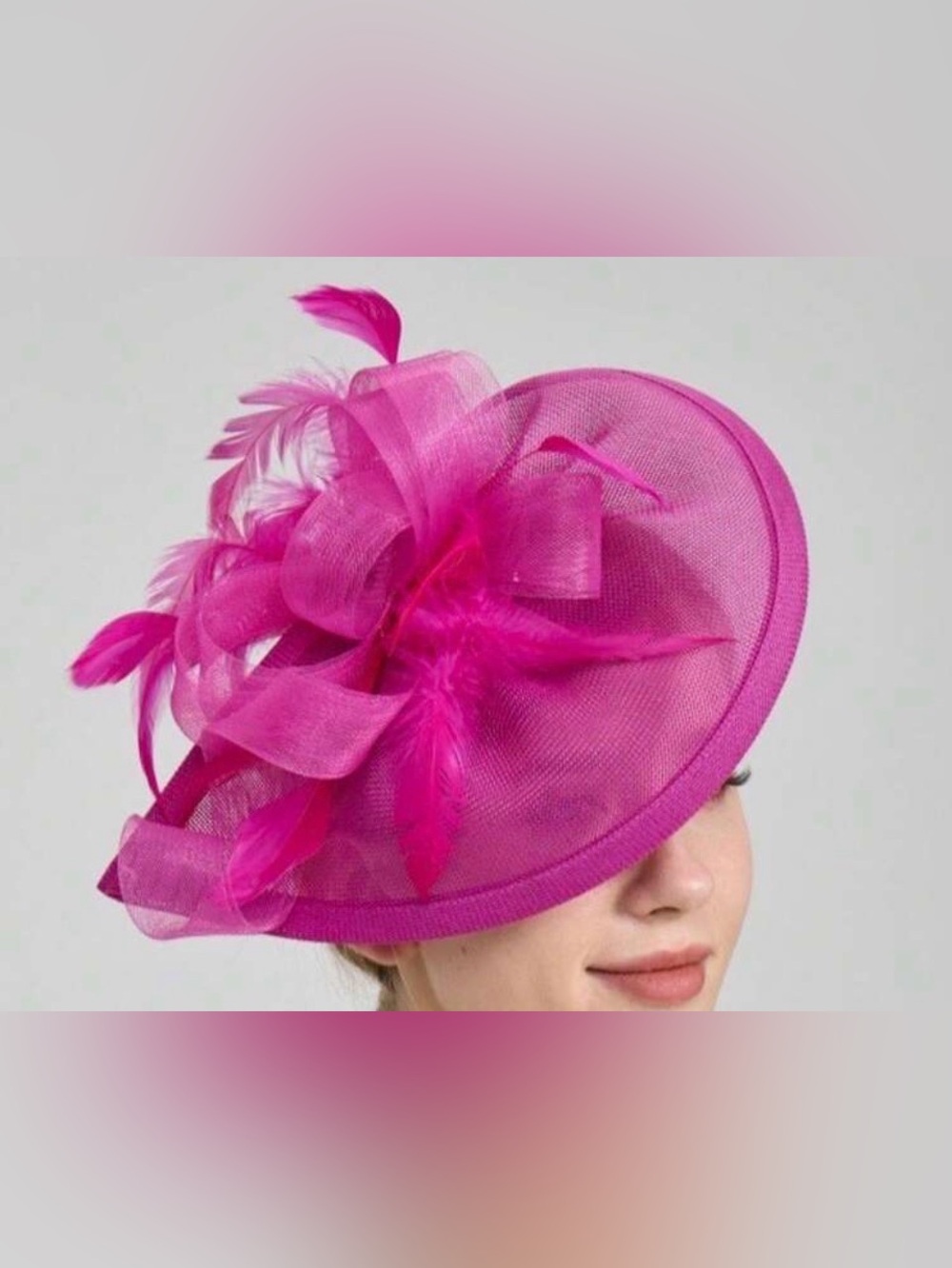 Elegant Women's Fascinator Hat in Bright Fuchsia
